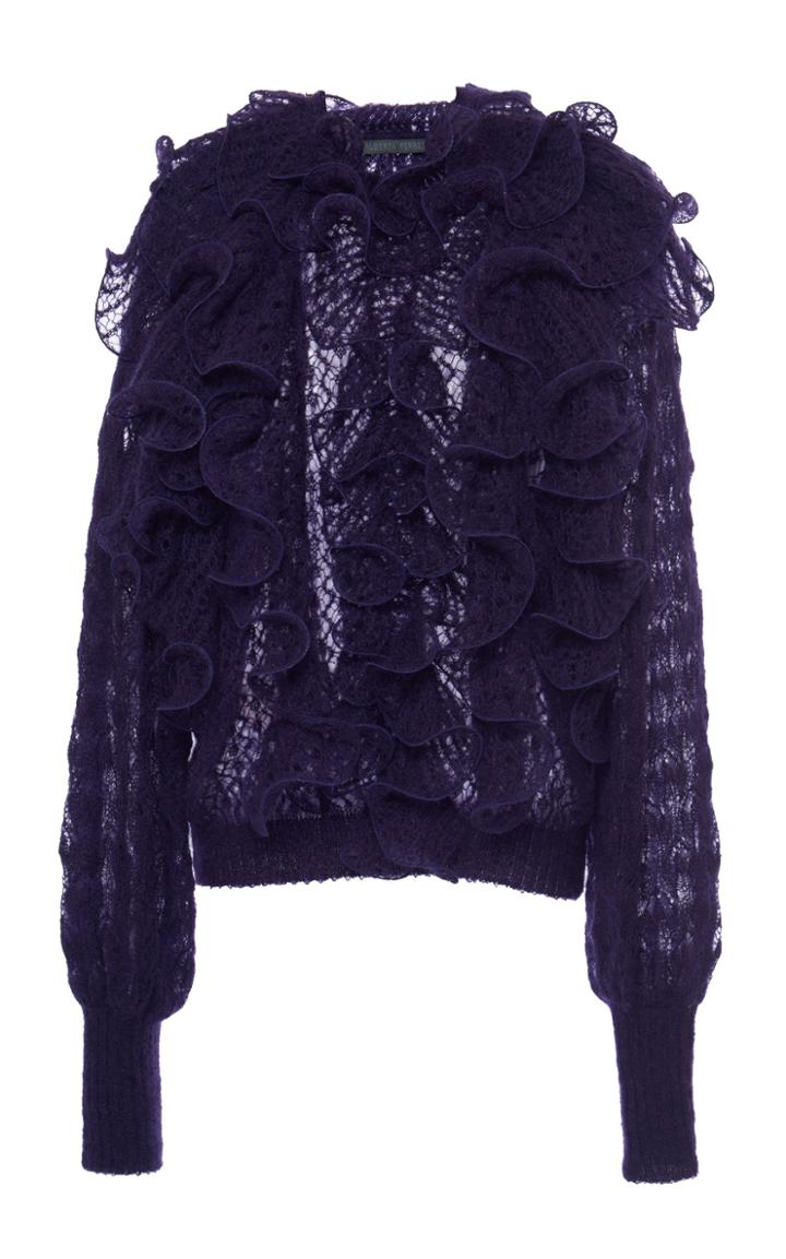 Moda Operandi Alberta Ferretti Ruffled Mohair-blend Sweater