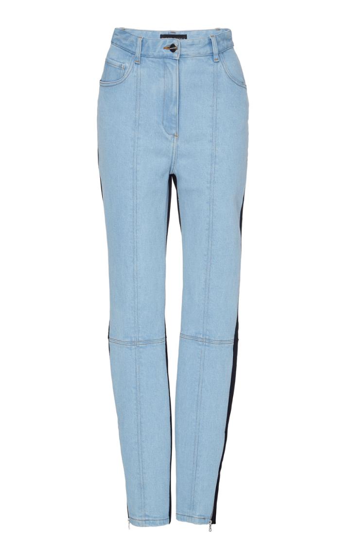 David Koma Two-toned Denim-jersey Skinny Pants