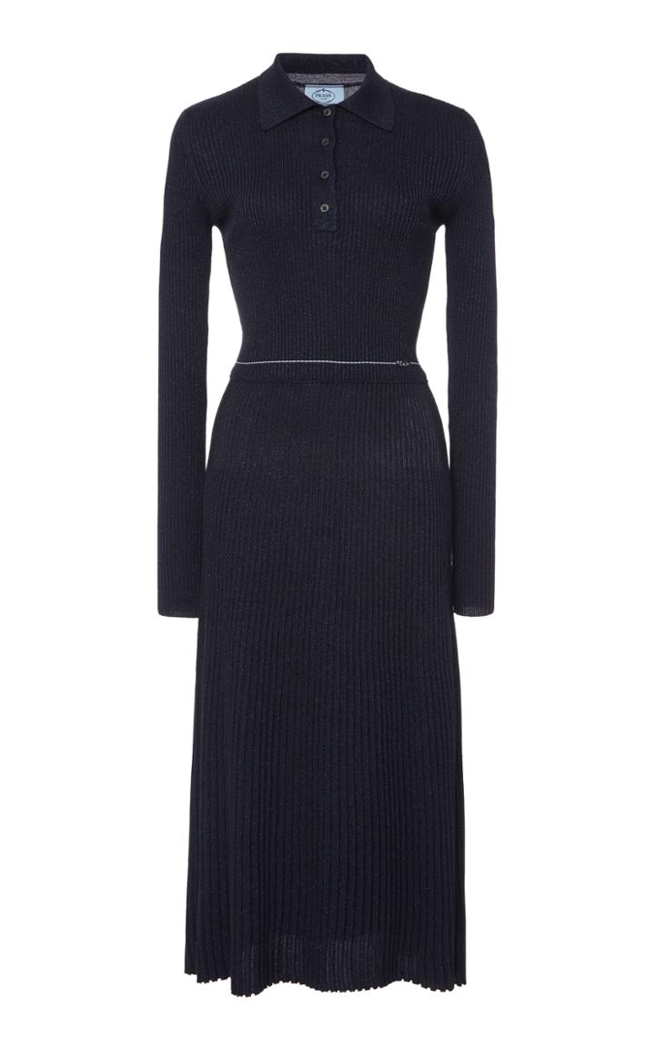 Prada Wool-blend Lurex Midi Dress Size: 36
