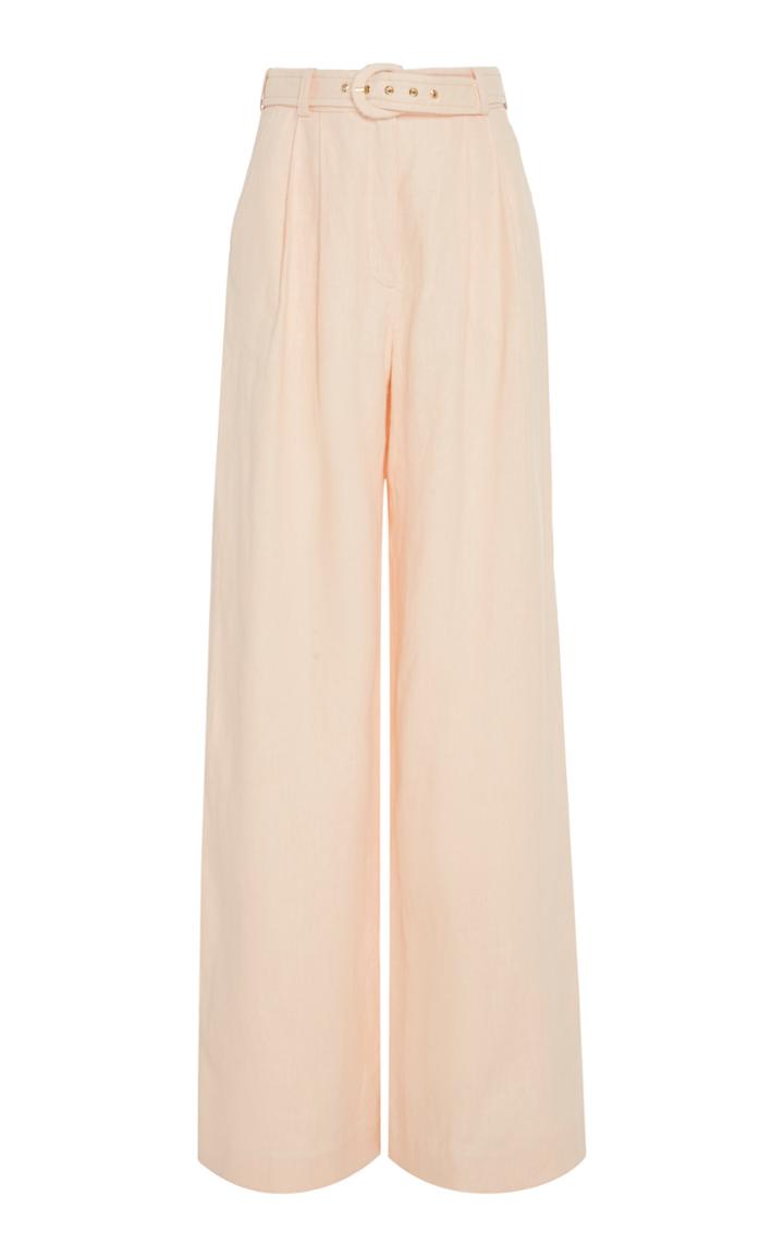 Zimmermann Belted Linen Wide-leg Pants