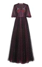 Costarellos Contrasting Tulle Minoan Corset Dress