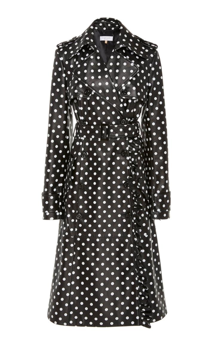 Michael Kors Collection Polka-dot Ruffled Leather Trench Coat