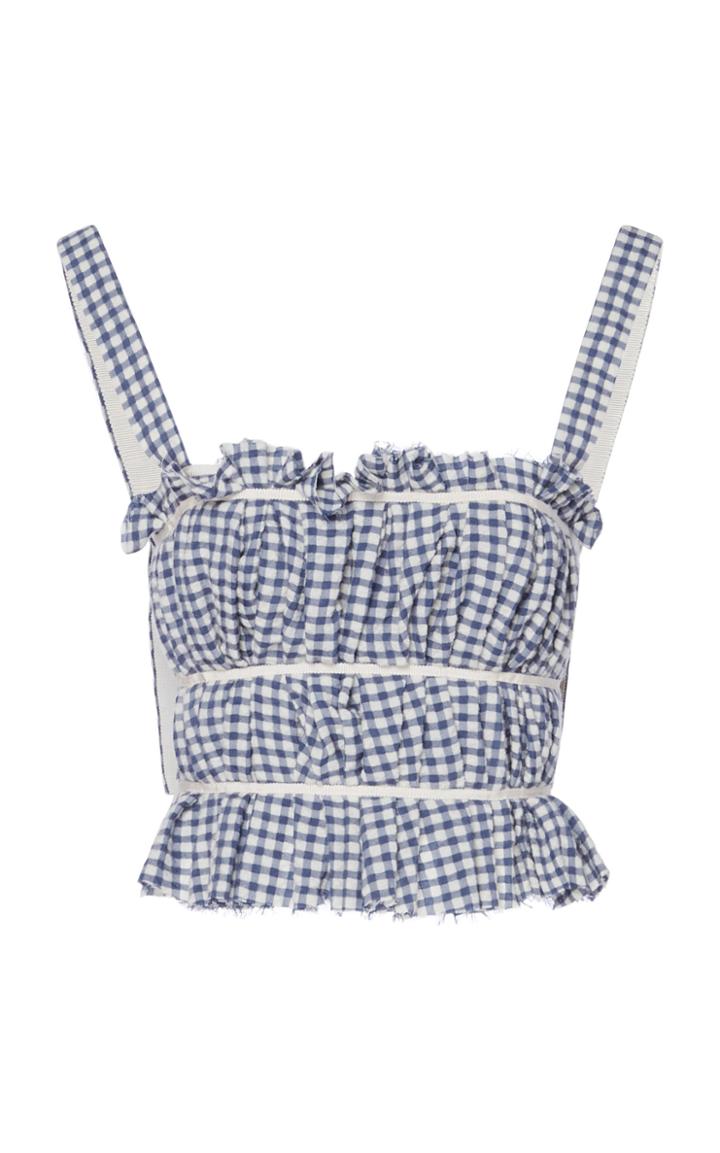 Brock Collection Papiro Poplin Plaid Crop Top
