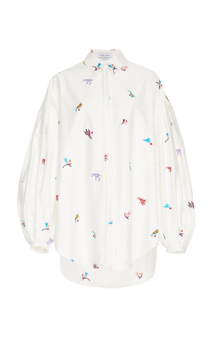 Prabal Gurung Embroidered Cotton Poplin Top