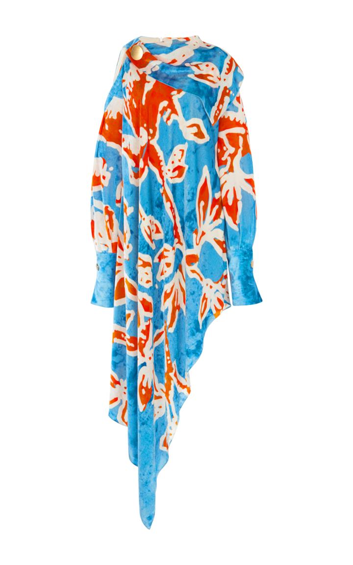 Peter Pilotto Printed Velvet Draped Dress