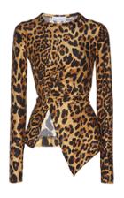 Paco Rabanne Draped Jersey Leopard Print Top
