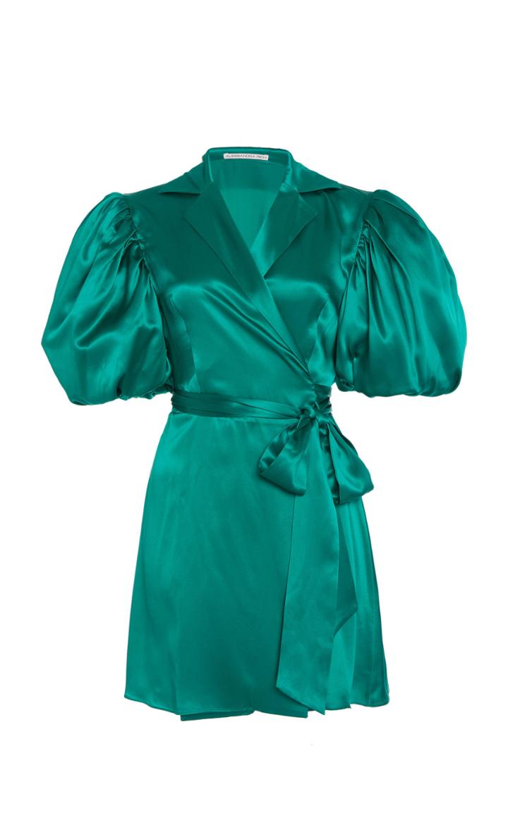 Alessandra Rich Balloon Sleeve Silk Dress