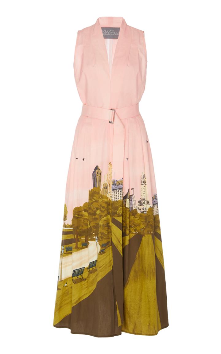 Lela Rose Printed Poplin Belted Dress