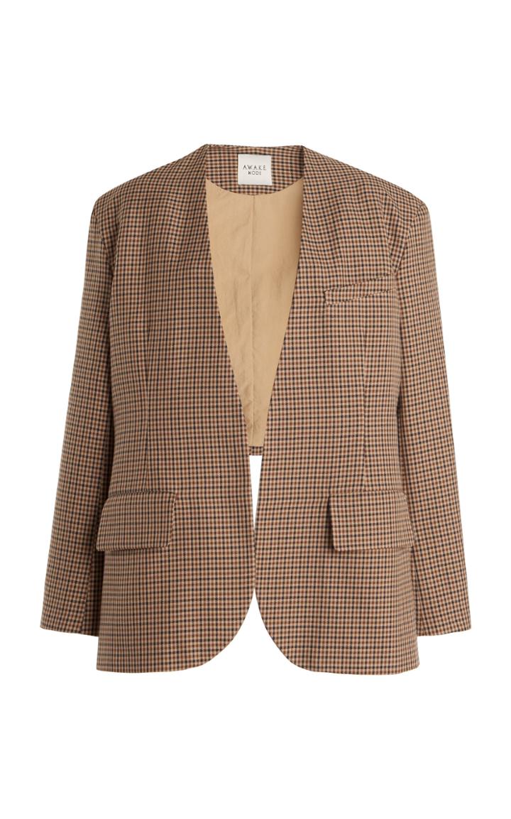 Moda Operandi A.w.a.k.e. Mode Oversized Checked Cady Blazer