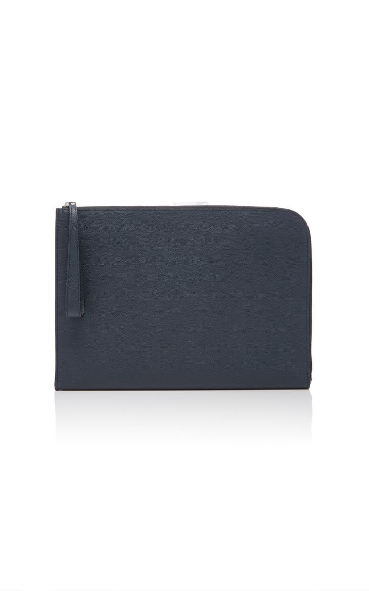 Valextra Textured-leather Pouch