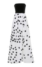 Monique Lhuillier Abstract Dot Printed Strapless Gown