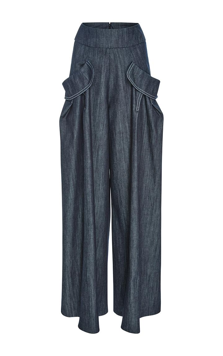 Carolina Herrera Denim High Rise Fluid Pants