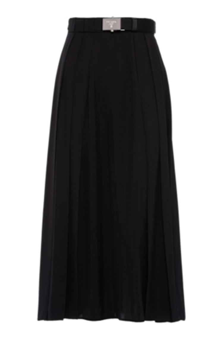 Moda Operandi Prada Belted Pongee Midi Skirt
