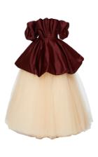 Elizabeth Kennedy Off The Shoulder Gown With Bubble Peplum And Tulle Skirt