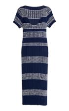 Becken Striped Rib-knit Midi Dress