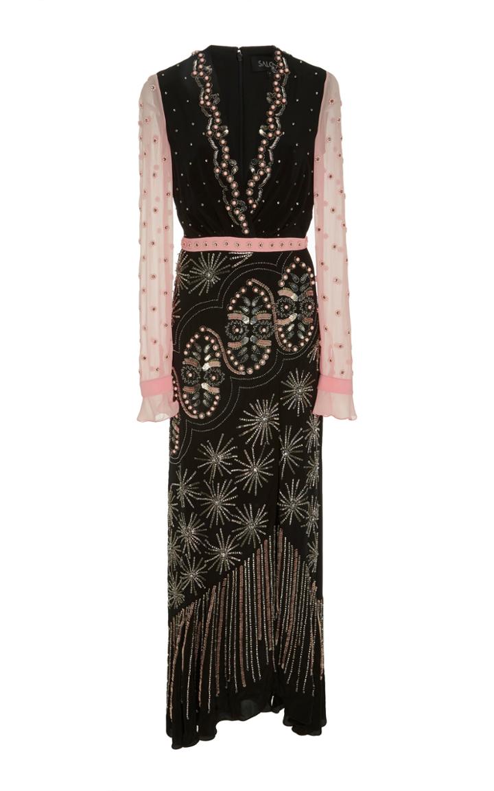 Saloni Maya Embroidered Silk Dress