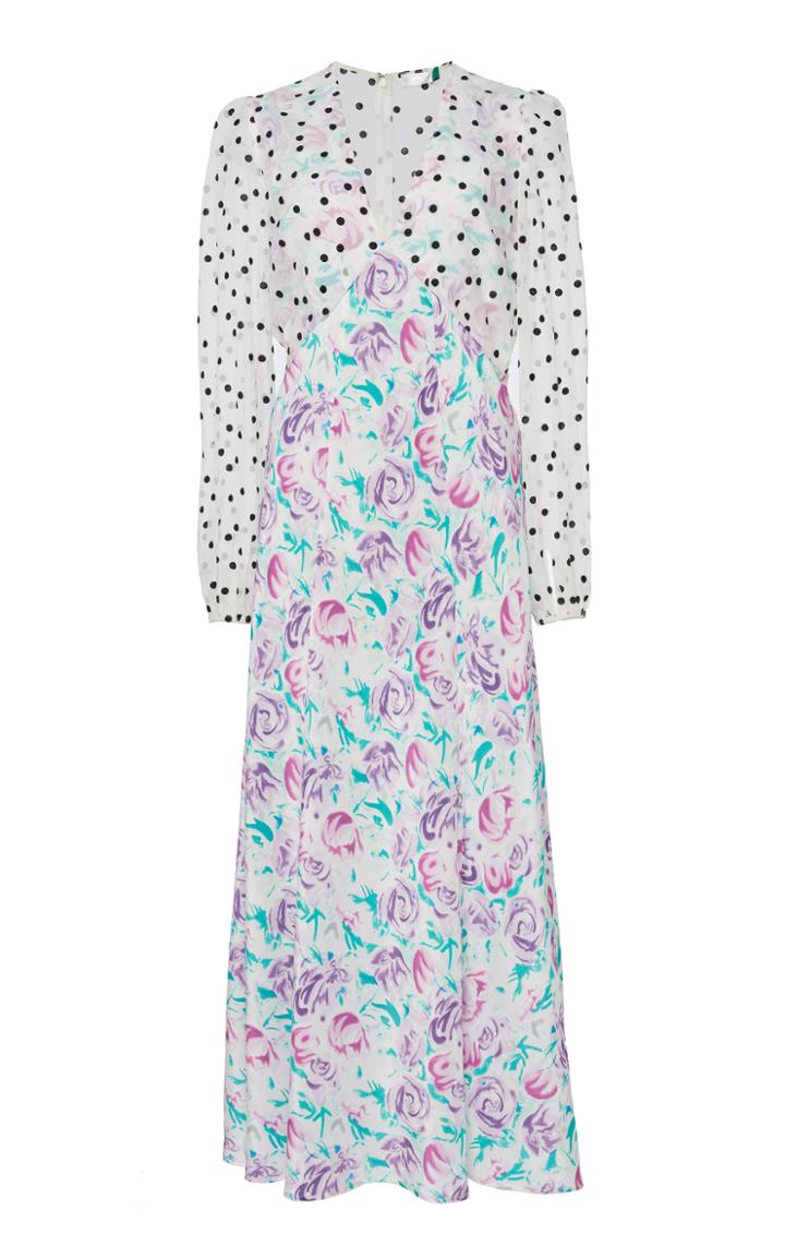 Rixo Melanie Mixed Silk Midi Dress