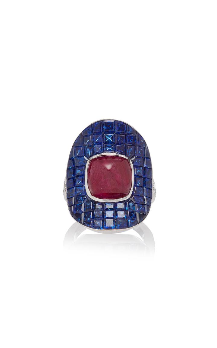 Sabbadini White Gold Diamond Ruby And Sapphire Ring