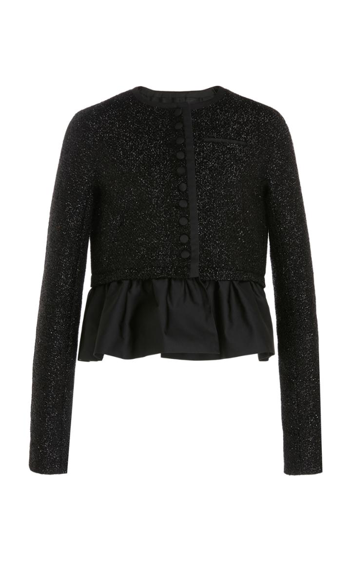 Rochas Ruffled Wool-blend Raffia Jacket