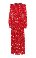 Alessandra Rich Silk Polka Dot And Petals Print Pleated Dress