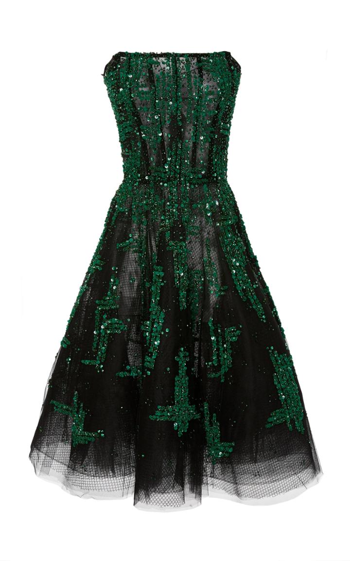 Pamella Roland Sequin And Crystal Strapless Dress