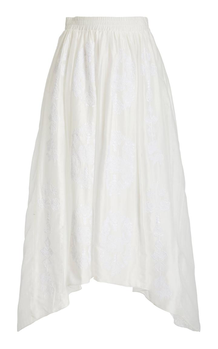 Moda Operandi Chufy Namid Embroidered Cotton Silk Voile Skirt