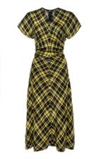 Proenza Schouler Cinched Waist Plaid Poplin Dress