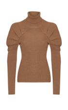 Moda Operandi Safiyaa Karine Puff-sleeve Ribbed-knit Wool Turtleneck Top