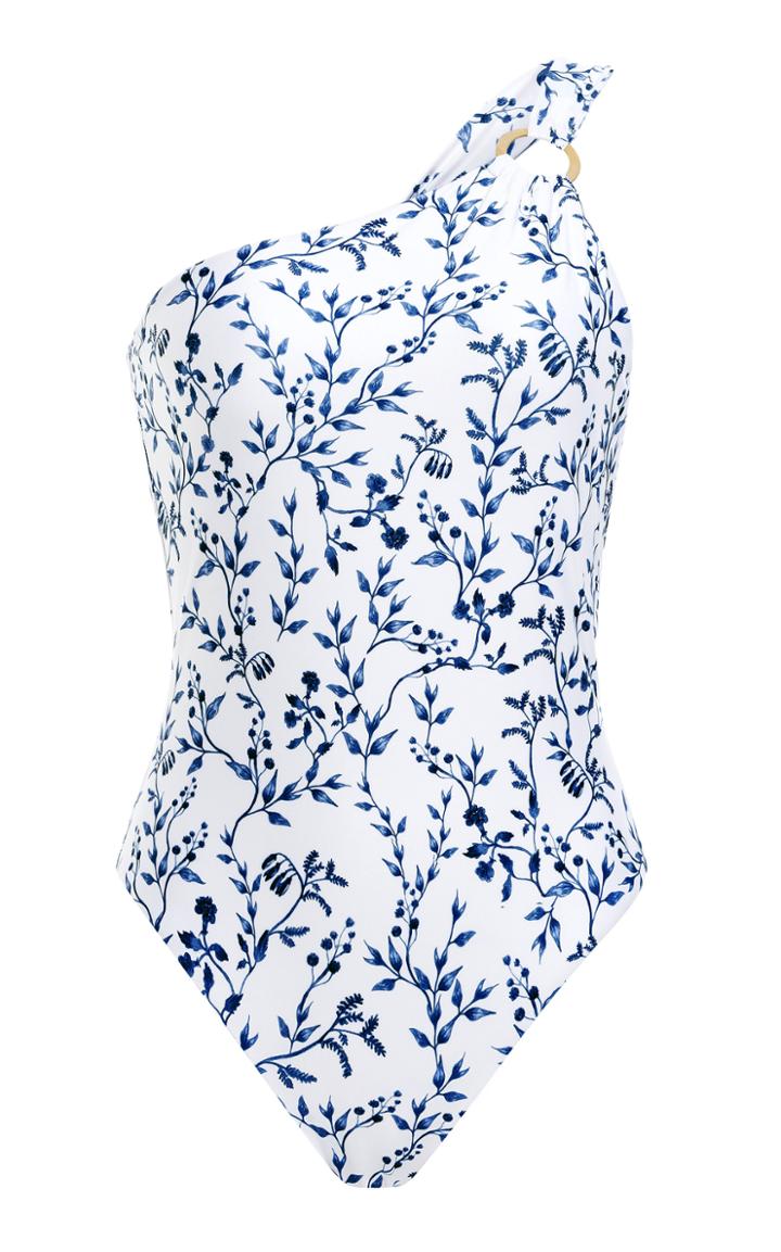 Moda Operandi Agua By Agua Bendita Fresa One-shoulder Acacias-print One-piece Swimsu