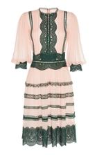 Costarellos Silk Chiffon And Lace Trim Midi Dress
