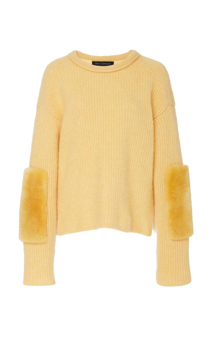 Sally Lapointe Paneled Shearling And Cashmere-blend Sweater