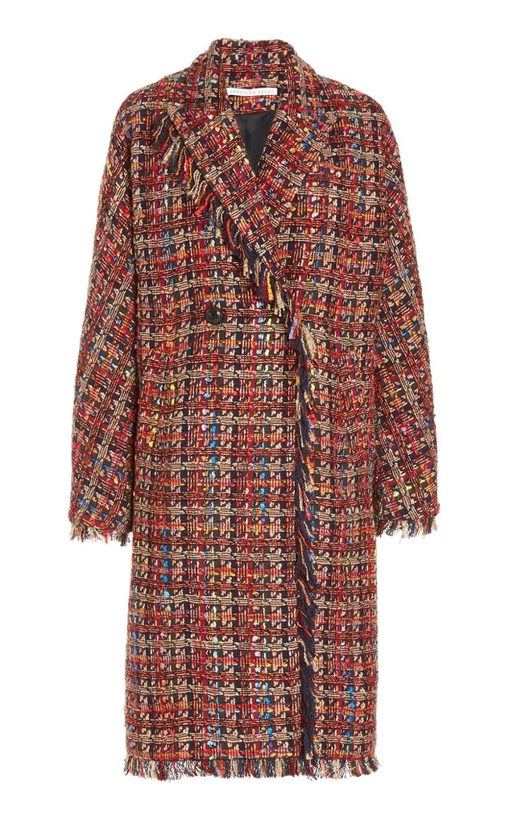 Moda Operandi Veronica Beard Aranza Oversized Fringed Tweed Double-breasted Coat