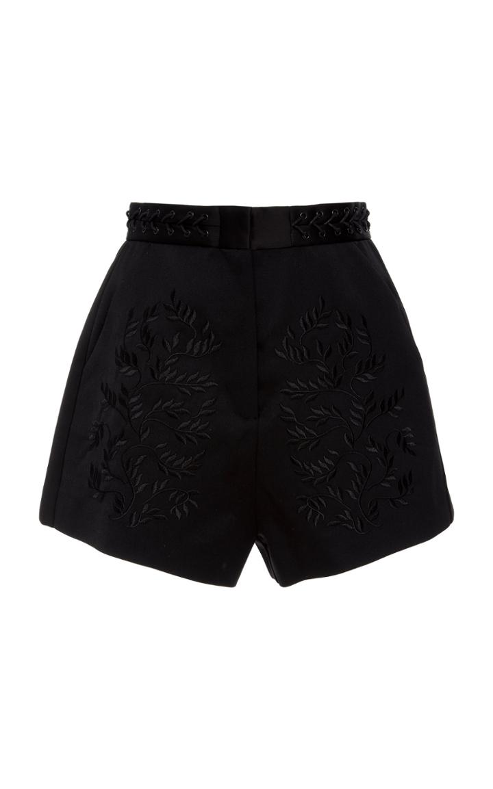 Acler Gardiner Embroidered Wool-blend Shorts