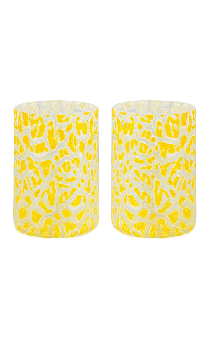 Moda Operandi Stories Of Italy Set Of 2 Crackl Lemon Glasses