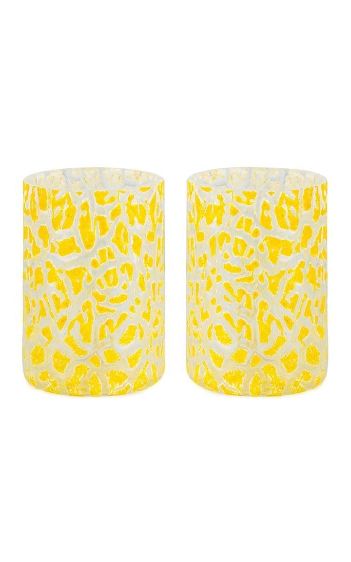 Moda Operandi Stories Of Italy Set Of 2 Crackl Lemon Glasses