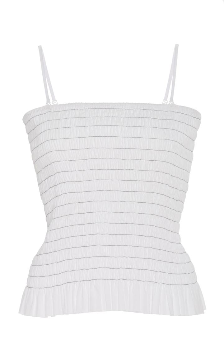 Atm Shirred Cotton-poplin Top
