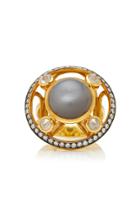 Ara Vartanian 18k Yellow Gold Ring With 15.97ct Moon Stone 0.80ct Ice And 0.62 White Diamonds