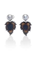 Silvia Furmanovich India Carved Agate Leaf Earrings