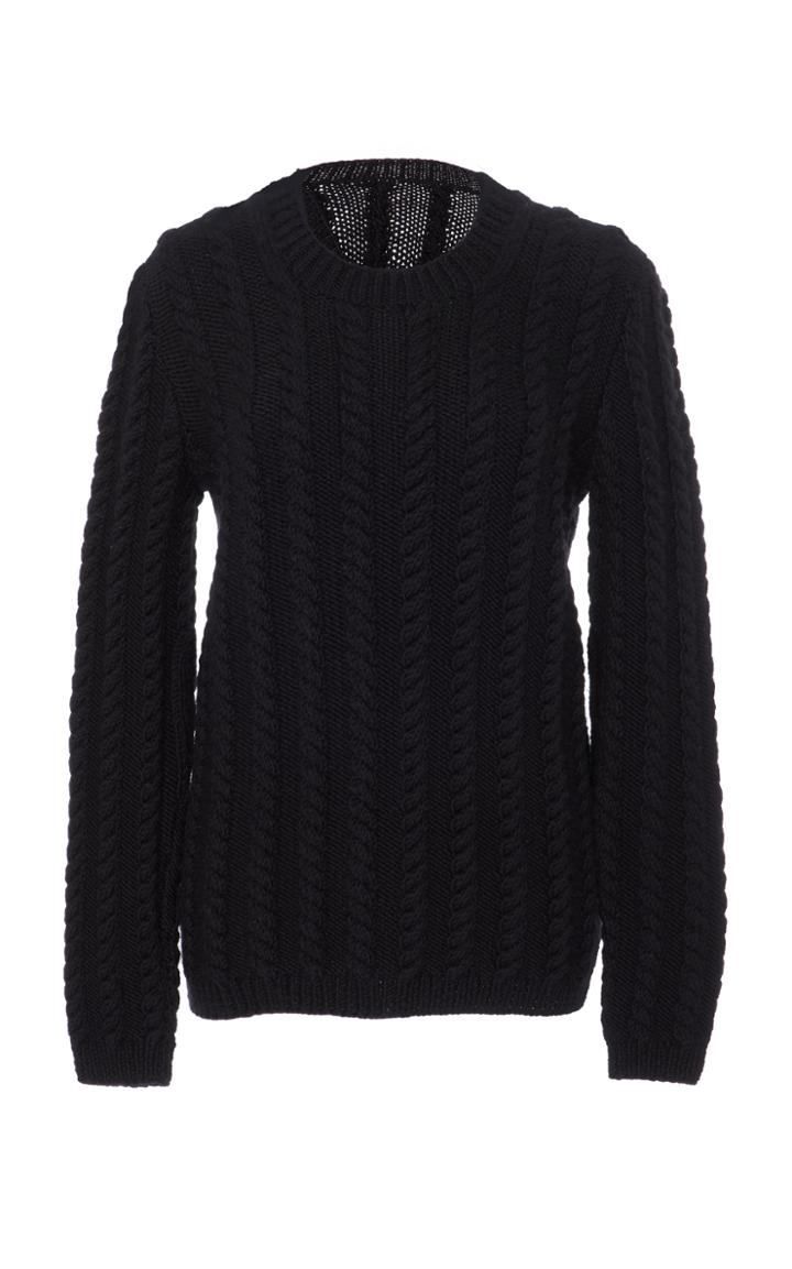 Nanna Van Blaaderen Black Cable Knit Crew Neck Sweater