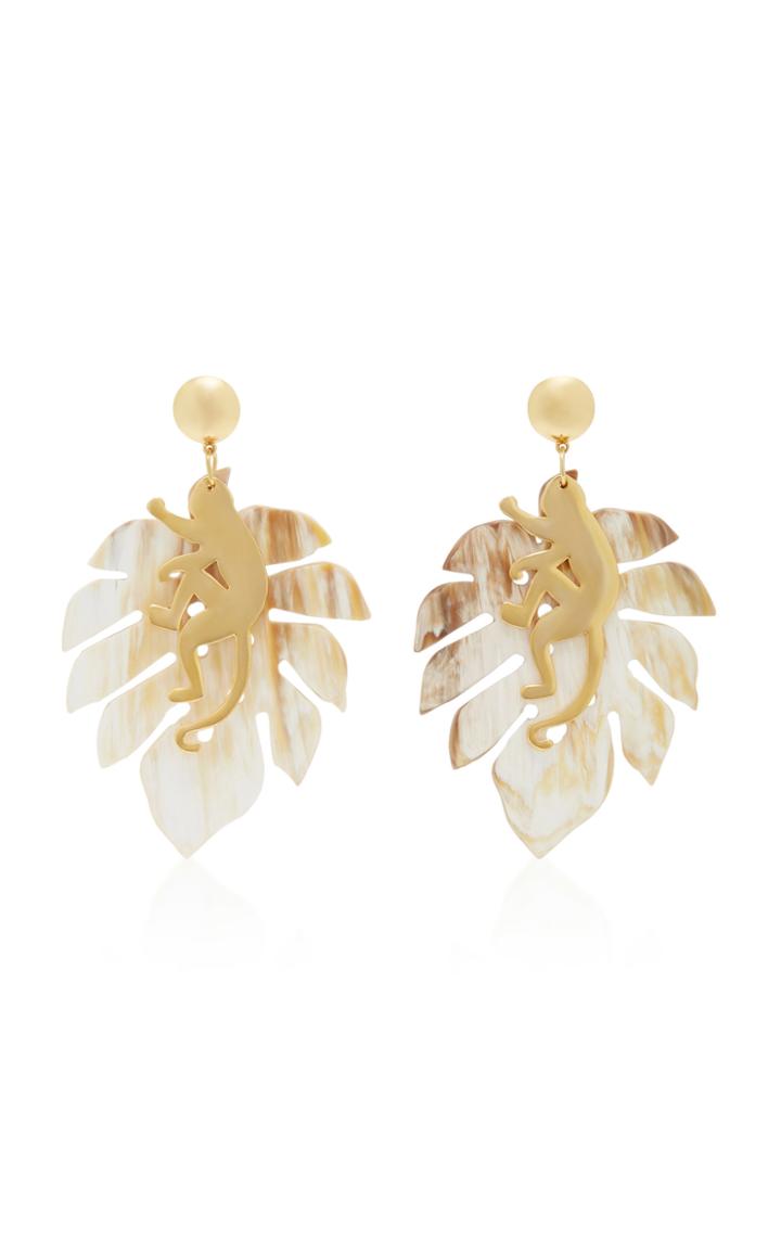 Oscar De La Renta Large Jungle Horn Earrings