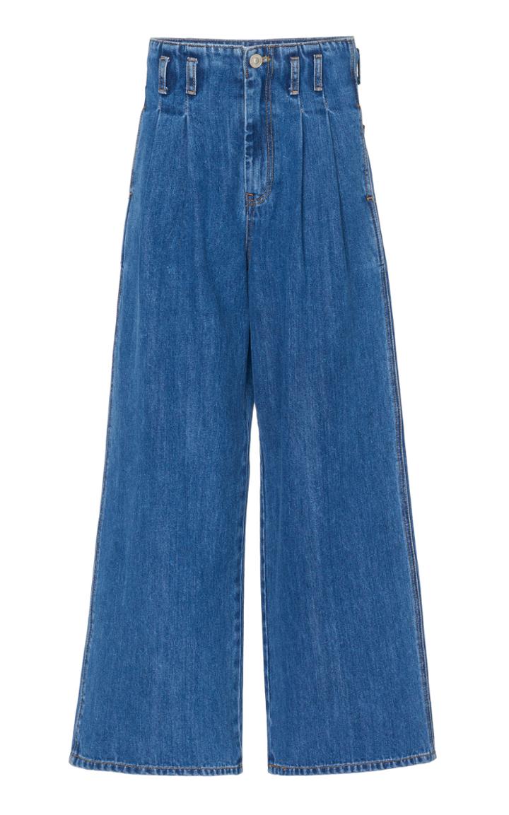 Pushbutton Wide-leg Retro Jeans