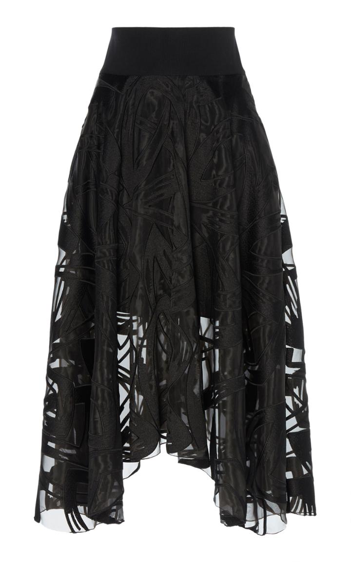 Akris Sheer Embordered Voile Skirt