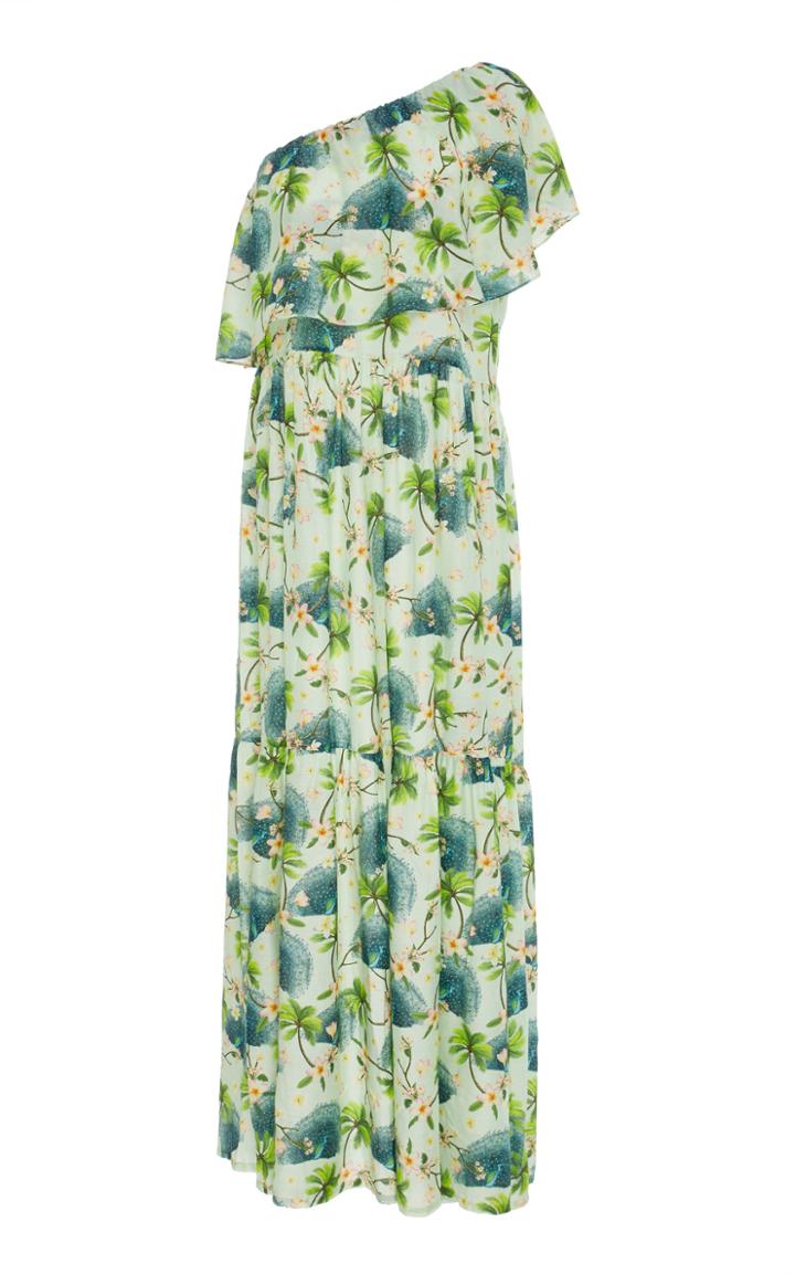 Verandah Printed One-shoulder Maxi Dress