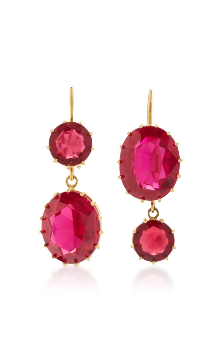 Renee Lewis Antique Synthetic Ruby Earrings
