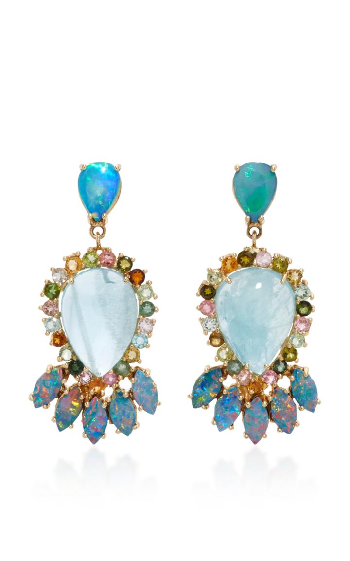 Eden Presley 14k Gold Aquamarine Multi-stone Earrings