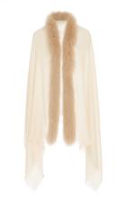 Ama Pure Cream Milk Fur Trim Scarf