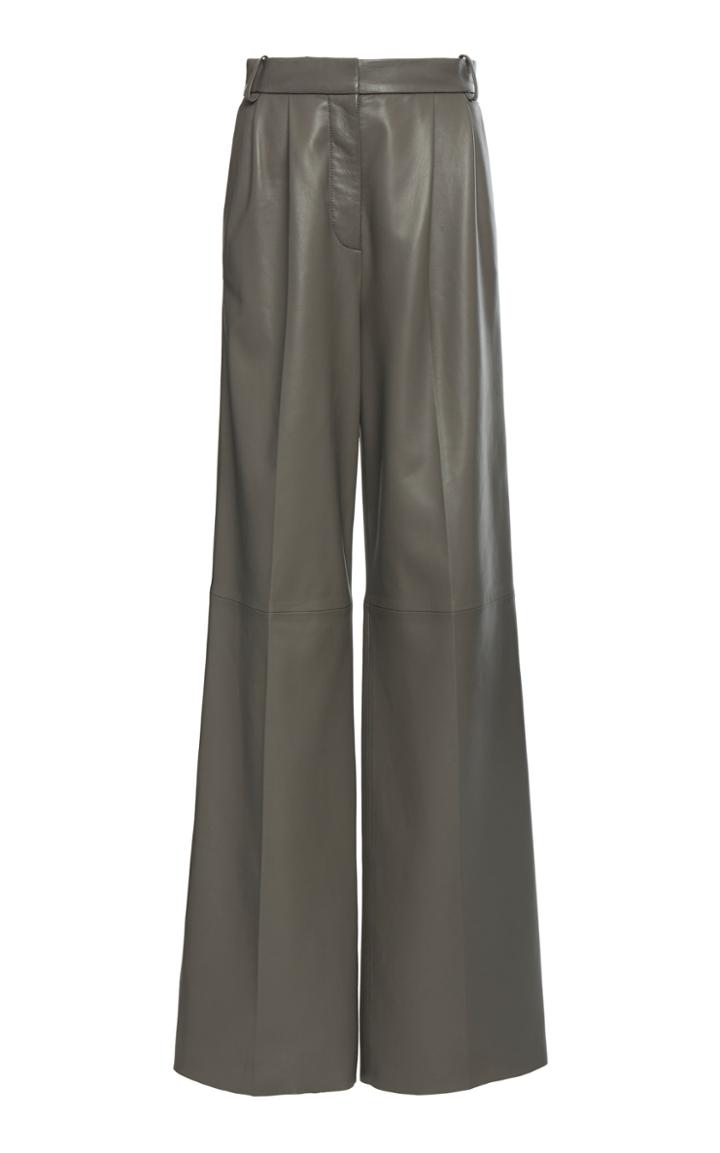 Moda Operandi Joseph Tima Pleated Nappa Leather Wide-leg Trousers