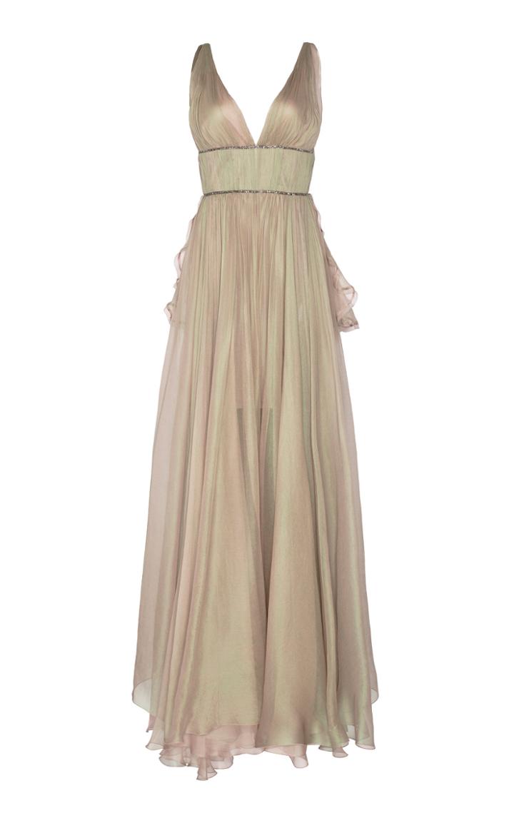 Maria Lucia Hohan Sage Metallic Mousseline Dress