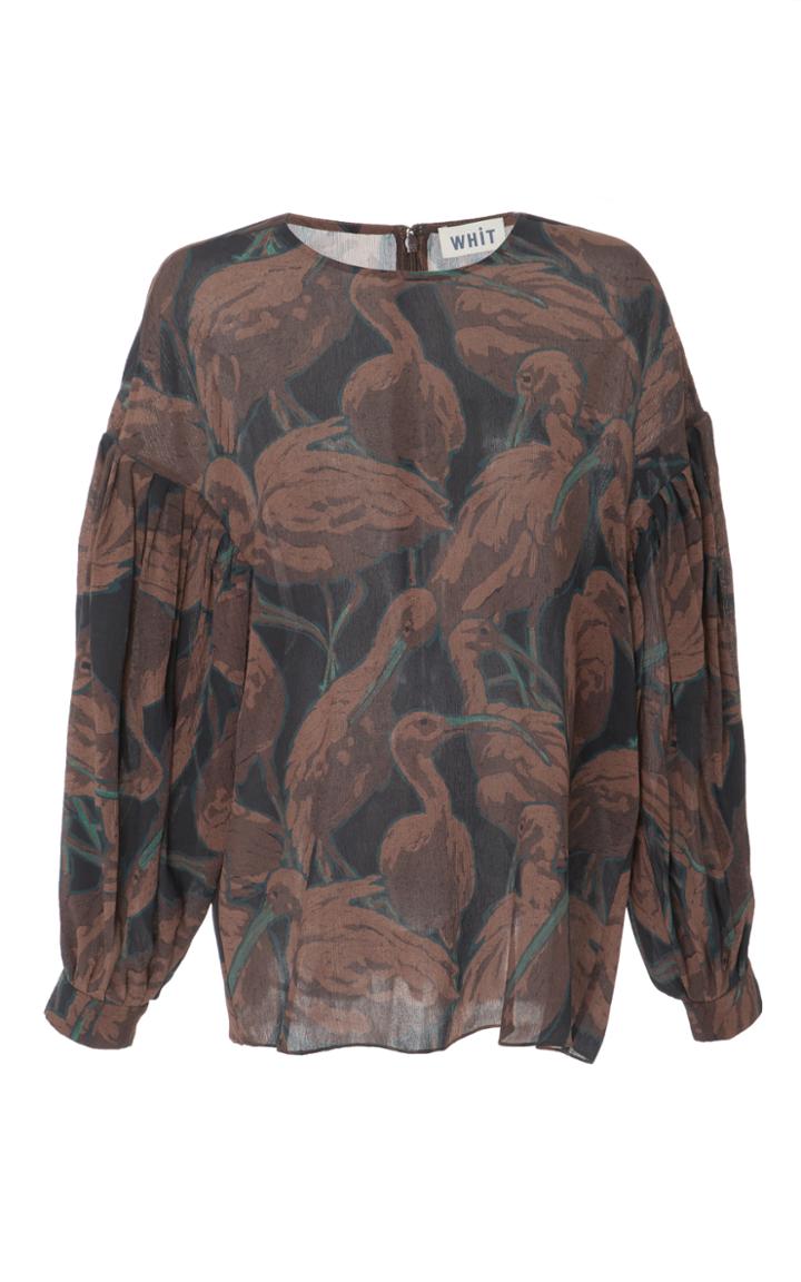 Whit Remi Printed Silk Top
