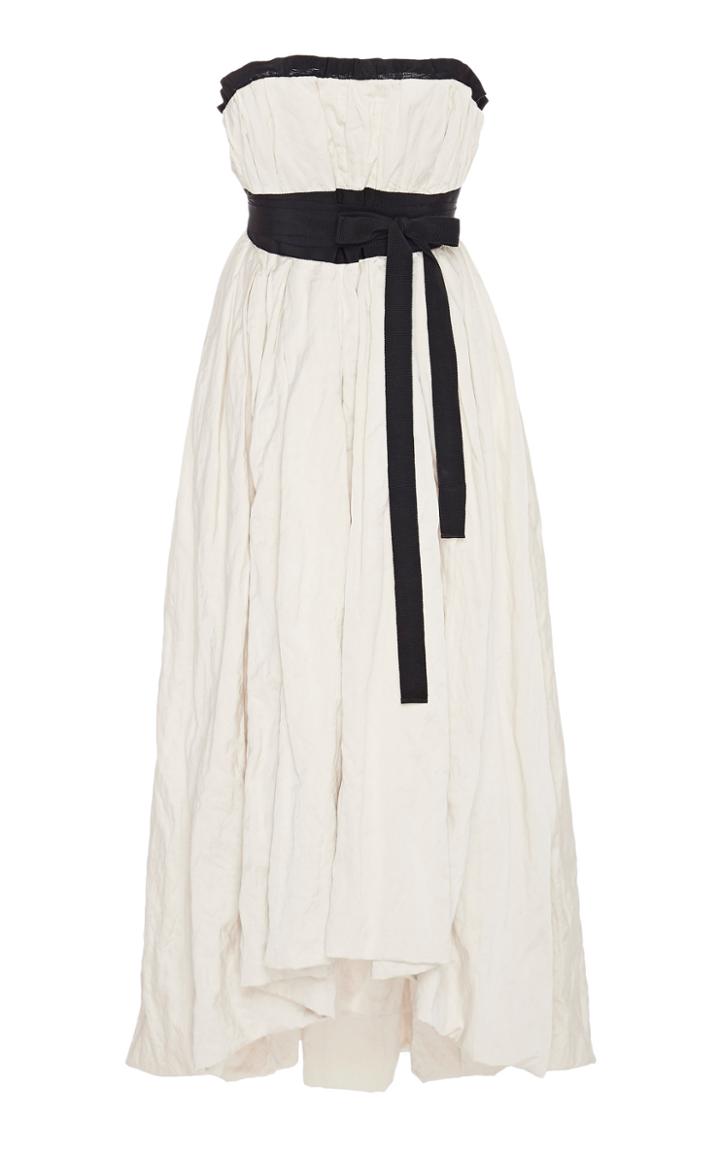 Brock Collection Pearl Strapless Satin Dress